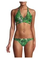 Milly Tropical Print Wrap Halter Bikini Top