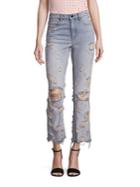 Alexander Wang Denim X Alexander Wang Grind High-rise Distressed Cropped Flared Jeans