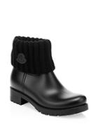 Moncler Ginette Stivale Knit Collar Leather Bootie