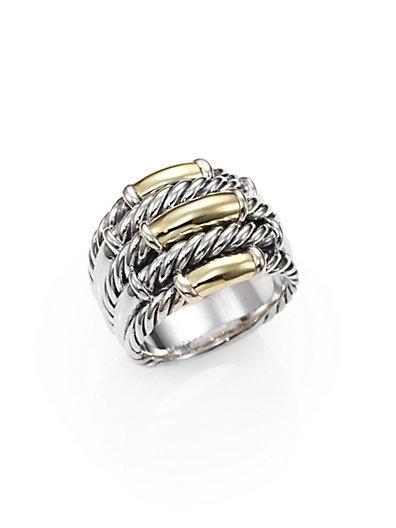David Yurman Sterling Silver & 18k Gold Ring