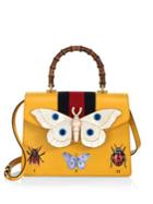 Gucci Falena Insect-print Leather Top Handle Tote