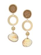Ettika Shell & 18k Goldplated Ring Statement Earrings