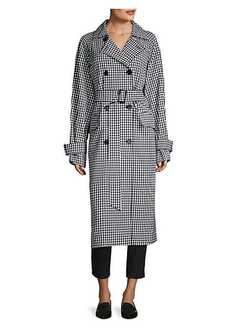 Tibi Long Gingham Double Breasted Suiting Coat