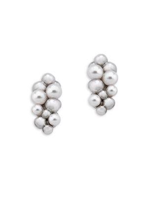 Majorica Fuga Round Pearl & Sterling Silver Cluster Earrings