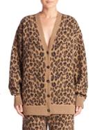 Alexander Wang Leopard-print Wool & Cashmere V-neck Cardigan