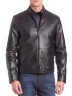 Armani Collezioni Croc Embossed Leather Jacket