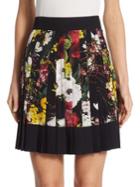 Dolce & Gabbana Pleated Floral-print Crepe De Chine Skirt