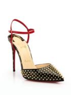 Christian Louboutin Studded Colorblock Patent Leather Ankle-strap Pumps