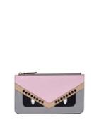 Fendi Monster Eyes Leather Zip Pouch