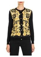 Versace Hibiscus Print Silk Cardigan