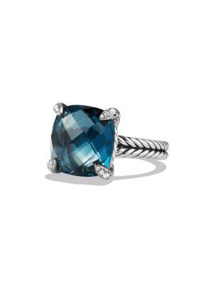David Yurman Chatelaine Ring With Hampton Blue Topaz And Diamonds