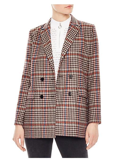 Sandro Solutions Wool-blend Double-breasted Plaid Jacket