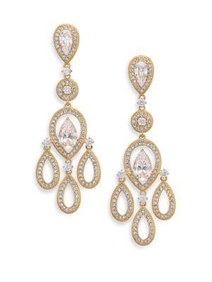 Adriana Orsini Pave Pear Chandelier Earrings/goldtone