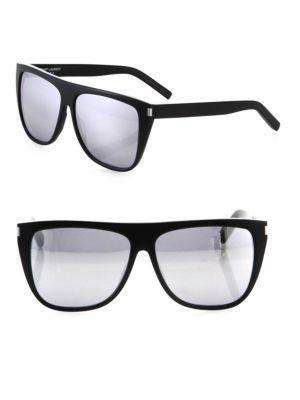 Saint Laurent Saint Laurent 59mm Mirrored Oversized Flat-top Sunglasses