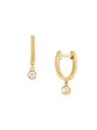 Ef Collection Gold Mini Huggie Hoops With Diamond