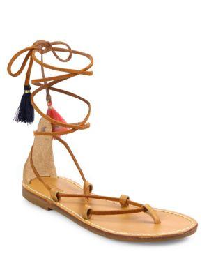 Soludos Leather & Cotton Lace-up Flat Sandals