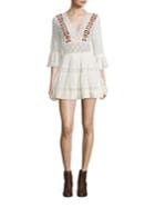 Free People Antiquity Mini Embroidered Lace Dress
