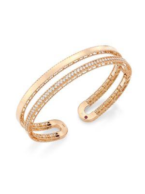Roberto Coin Double Symphony Diamond And 18k Rose Gold Bangle