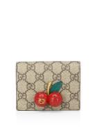 Gucci Cherry-embellished Gg Supreme Canvas Wallet