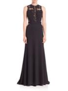 Alberto Makali Crepe Embroidered Gown