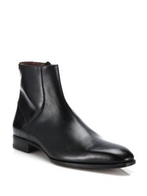 A. Testoni Leather Ankle Boots