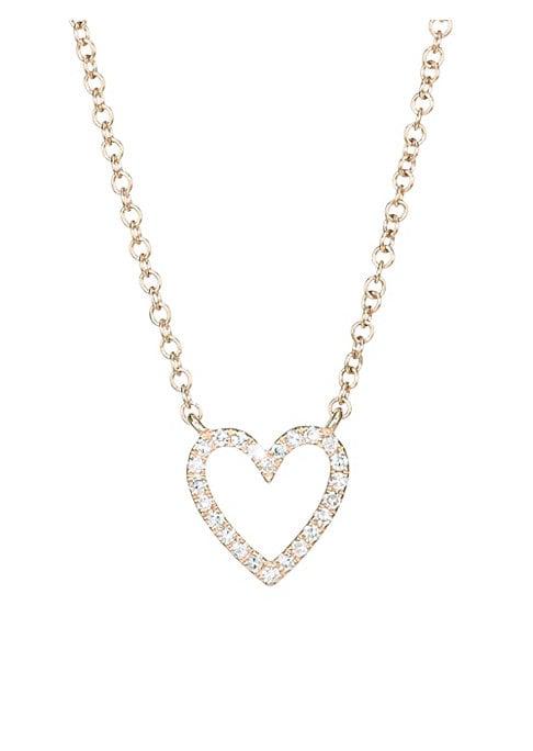 Ef Collection 14k Rose Gold & Diamond Heart Necklace