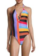 Mara Hoffman Aya Plunge Stripe Swimsuit
