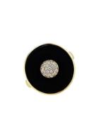 Maria Canale Pyramide 18k Yellow Gold, Diamond & Black Onyx Disc Ring