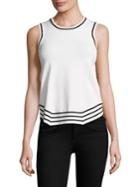 Kendall + Kylie Striped Rib Overlap Tank Top