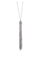 Alexis Bittar Rhodium Metal Essentials Swarovski Crystal Tassel Pendant Necklace