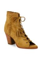 Frye Dani Whipstitch Suede Lace-up Booties