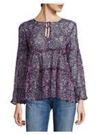 Joie Shawni Floral Silk Long-sleeve Blouse
