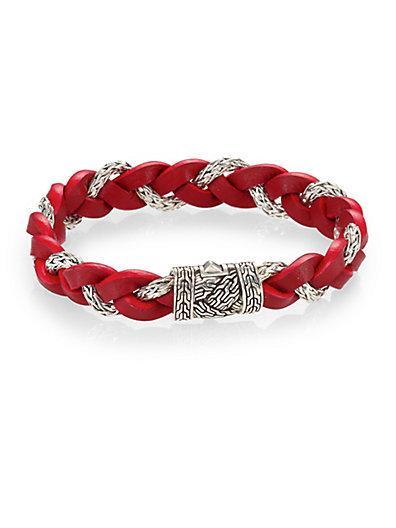 John Hardy Leather And Silver Braided Bracelet
