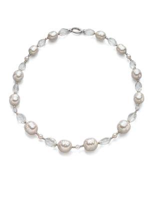 Majorica 14mm And 16mm White And Champagne Baroque Pearl Strand Necklace/18