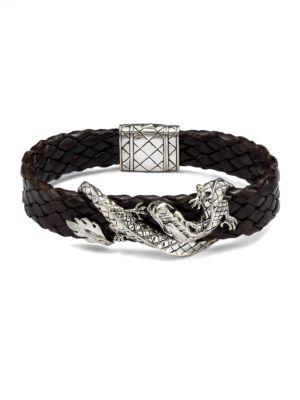 John Hardy Silver Dragon & Leather Bracelet/brown