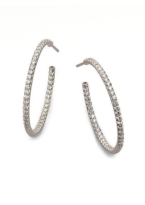 Roberto Coin Diamond, Ruby & 18k White Gold Hoop Earrings