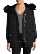 The Kooples Leather Trim Twin-fabric Parka