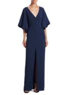 Halston Heritage Flounce Bell Sleeve Gown