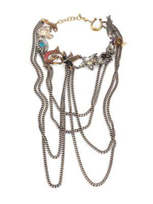 Alexander Mcqueen Pegasus Crystal & Chain Choker Necklace