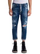 Dsquared2 Glamhead Distressed Straight Roll-up Jeans