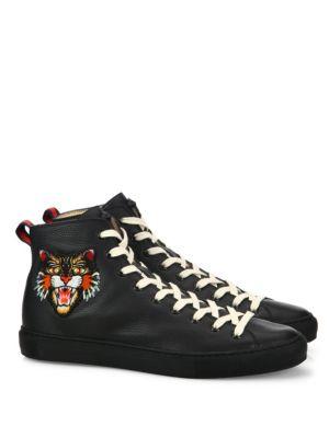 Gucci Major Tiger Ufo Embroidered Leather High-top Sneakers