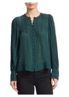 Sea Azzedine Long-sleeve Button-down Embroidered Blouse