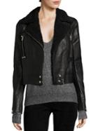 Paige Rooney Leather Faux Fur-collar Moto Jacket