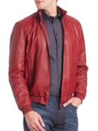 Armani Collezioni Textured Red Leather Jacket