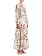 Valentino Leopard-print Long Chokerneck Dress