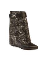 Givenchy Shark-lock Embellished Leather Fold-over Wedge Boots