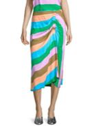 Tibi Stripe Shirred Skirt