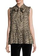 Kate Spade New York Leopard Clipped Dot Blouse