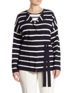 Basler, Plus Size Striped Knit Cardigan