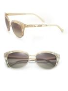Roberto Cavalli 54mm Printed Leather & Metal Cat's-eye Sunglasses